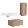 Modern Imitative Wall Mounted Bathroom Vanity With Resin Sink And Side Cabinet Modern Imitative Wall Mounted Bathroom Vanity With Resin Sink And Side Cabinet