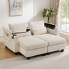 Convertible Chaise Lounge Sofa Chair With USB Ports, Cup Holders, Phone Holder And Storage