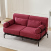 Modern Loveseat Sofa 2 Seater With USB Ports, Cylindrical Armrests