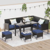 7 Piece Outdoor Furniture Set Waterproof Cushions Glass Table
