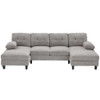 U-Shaped Sectional Sofa 103.5" Black Chenille Fabric Couch With Dual Chaise Lounges, Storage Pockets, Armrest Pillows