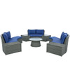 10 Piece Outdoor Sectional Half Round Patio Rattan Sofa Set