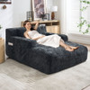 Chenille Interior Lazy Sofa Chaise Longue Armchair With 3 Pillows And Armrests