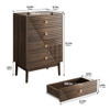 Modern 4 Drawer Dresser Chest For Living Room, Bedroom, Corridor Wooden Storage Cabinet - Walnut