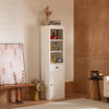 Retro Style 75'' Tall Display Shelf With Cabinet For Hallways Living Room Kitchen - White