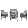 4 Pieces Rattan Wicker Chairs With Tempered Glass Table And Cushions