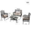 4 Pieces Rattan Wicker Chairs With Tempered Glass Table And Cushions