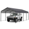 Metal Carport 12 X 20 Ft Heavy Duty With Galvanized Steel Roof Metal Garage Canopy With Galvanized Steel Roof & Frame Car Tent Outdoor Storage Shed For Car Boats And Truck - Alabaster / Dark Gray