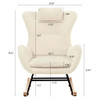 Rocking Chair Nursery, Teddy Upholstered Rocker Glider Chair With High Backrest, Adjustable Headrest & Pocket, Comfy Glider Chair For Nursery, Bedroom, Living Room, Offices, Rubber Wood