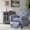 Push Back Recliner Chair With Fretwork Pattern And Solid Wood Legs - Multicolor