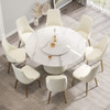 Modern, Round Black Carbon Steel Base Dining Table, Can Accommodate 6 People