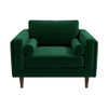 Amber - Velvet Lounge Chair - Brown / Dark Green