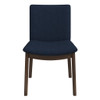 Laura - Linen Dining Chair (Set of 2) - Dark Blue / Dark Brown