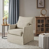 Modern Design London Skirted Swivel Chair Traditional Aesthetic Polyester - Beige