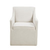 Traditional Skirted Dining Arm Chair With Casters Polyester Upholstery - Cream