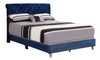 Button Tufted Upholstered Bed - Navy Blue