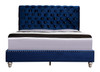 Button Tufted Upholstered Bed - Navy Blue