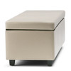 Avalon - Storage Ottoman Bench - Satin Cream