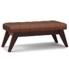Draper - Mid Century Tufted Ottoman Bench - Distressed Saddle Brown