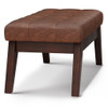 Draper - Mid Century Tufted Ottoman Bench - Distressed Saddle Brown