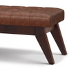 Draper - Mid Century Tufted Ottoman Bench - Distressed Saddle Brown