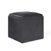 Rockwood - Cube Storage Ottoman With Tray - Distressed Black