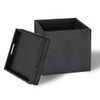 Rockwood - Cube Storage Ottoman With Tray - Distressed Black