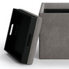 Rockwood - Cube Storage Ottoman With Tray - Distressed Slate Gray