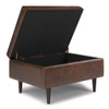 Shay - Mid Century Small Coffee Table Storage Ottoman - Distressed Chestnut Brown