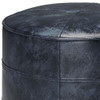 Connor - Round Pouf - Distressed Navy Blue