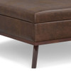 Owen - Extra Large Square Coffee Table Storage Ottoman - Distressed Chestnut Brown