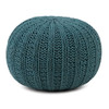 Shelby - Hand Knit Round Pouf - Teal