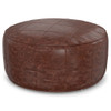 Connor - Round Coffee Table Pouf - Distressed Brown