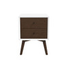 Caroline - Mid-Century Modern Style White Night Stand 2 Drawer - Dark Brown / White