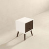 Caroline - Mid-Century Modern Style White Night Stand 2 Drawer - Dark Brown / White