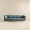 Lamattina - Genuine Italian Leather Channel Tufted Sofa - Dusty Blue / Pewter