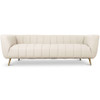 Lamattina - Genuine Italian Leather Channel Tufted Sofa - Light Beige / White