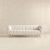Lamattina - Genuine Italian Leather Channel Tufted Sofa - Light Beige / White