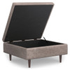 Shay - Mid Century Large Square Coffee Table Storage Ottoman - Gray