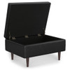 Shay - Mid Century Small Coffee Table Storage Ottoman - Distressed Black