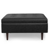 Shay - Mid Century Large Square Coffee Table Storage Ottoman - Distressed Black