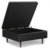 Shay - Mid Century Large Square Coffee Table Storage Ottoman - Distressed Black