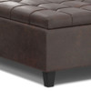 Harrison - Large Square Coffee Table Storage Ottoman - Distressed Brown