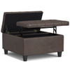 Harrison - Small Square Coffee Table Storage Ottoman - Distressed Brown