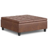 Harrison - Multifunctional Large Square Coffee Table Storage Ottoman - Brown