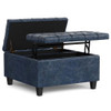 Harrison - Small Square Coffee Table Storage Ottoman - Blue