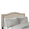 King Size Upholstered Panel Headboard With Copper Nailheads And Adjustable Metal Legs - Natural
