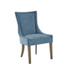 Dining Side Chair, High Back Upholstered Multi-Hued Fabric (Set of 2) - Blue