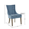Dining Side Chair, High Back Upholstered Multi-Hued Fabric (Set of 2) - Blue