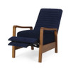 Wood Hand Manual Club Recliner - Navy Blue